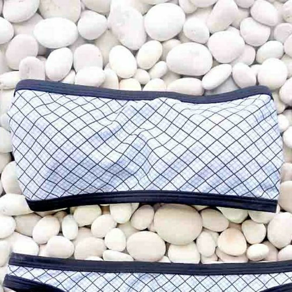 Plaid Bandeau Bikini Set Black and White Medium NWT - Picture 4 of 9